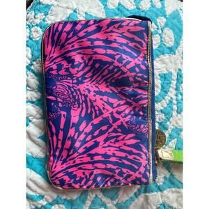 Lilly Pulitzer Pink Blue Zebra Nylon Wristlet